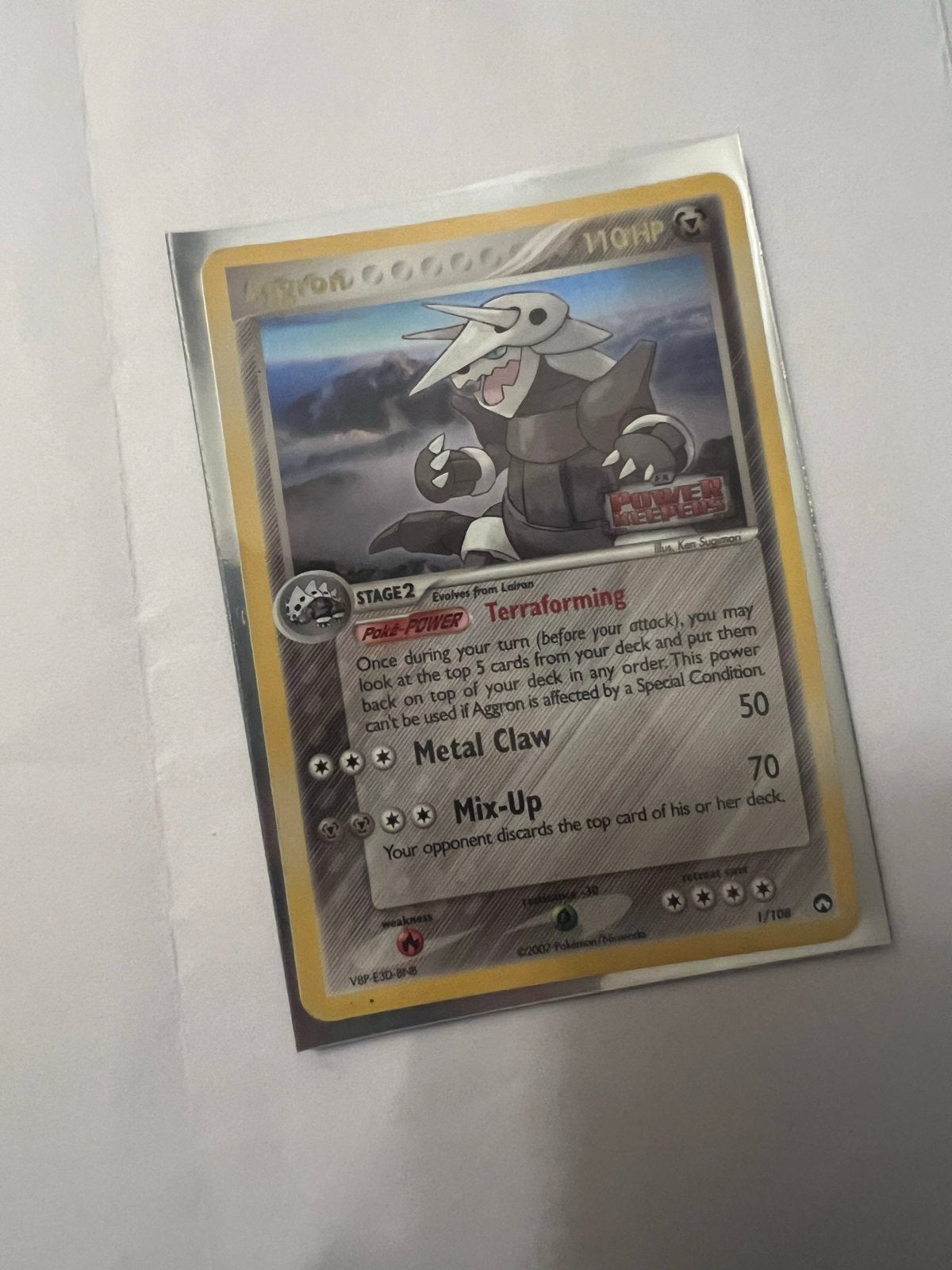 2007 Pokémon EX Power Keepers #1 Aggron-Reverse Foil, Ophalen of Verzenden, Zo goed als nieuw, Losse kaart, Foil