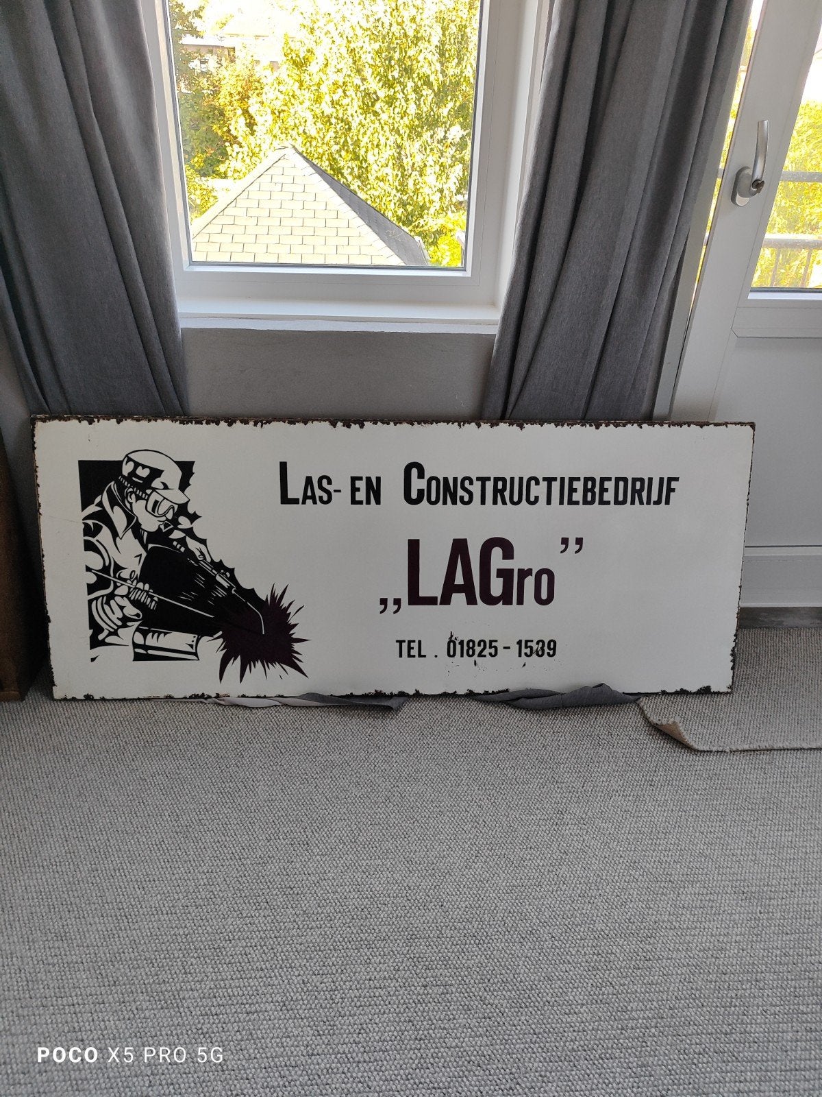 Super tof emaille bord LAGro laswerken, Ophalen of Verzenden, Gebruikt, Reclamebord