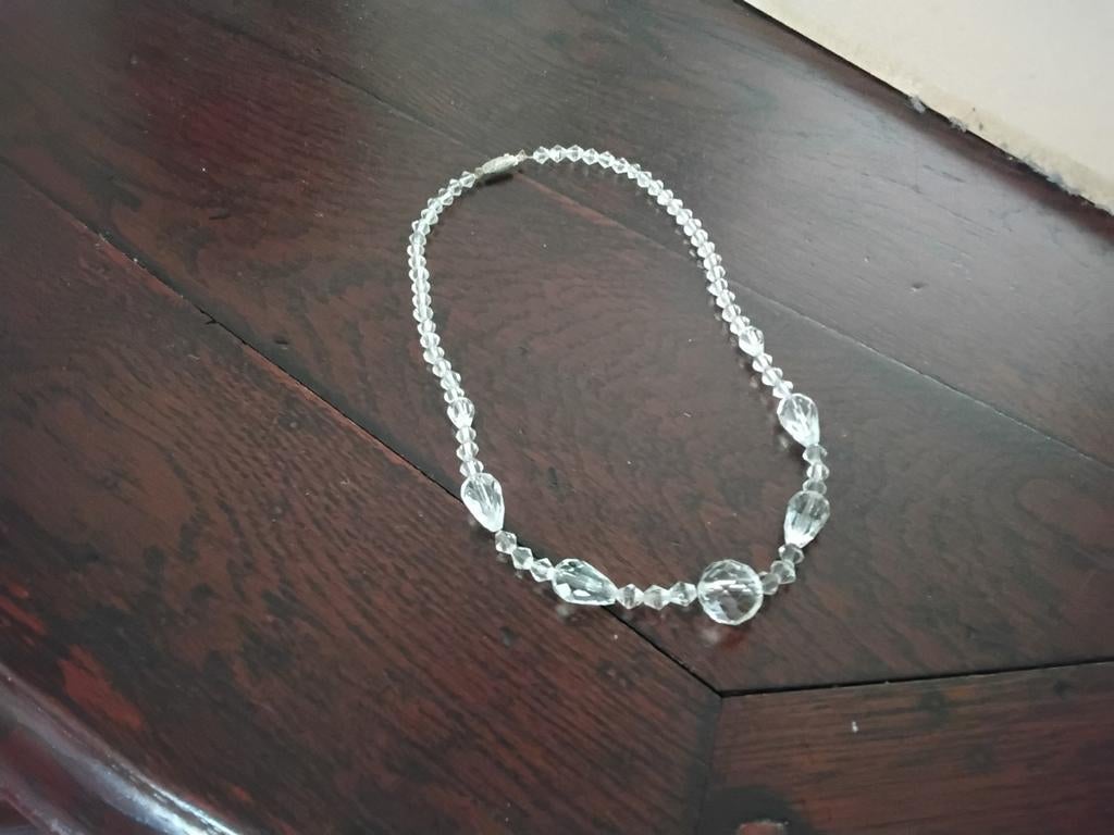 Mooie kristallen ketting gemerkt 835, Ophalen of Verzenden, Zo goed als nieuw, Zilver, Zilver