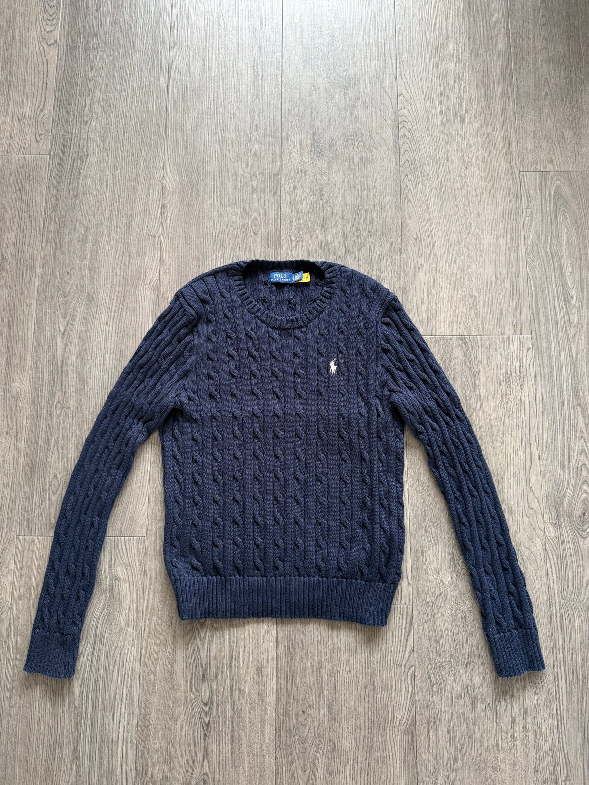 Polo Ralph Lauren kabelgebreide trui - Maat L - ZGAN!, Ophalen of Verzenden, Zo goed als nieuw, Maat 42/44 (L), Blauw