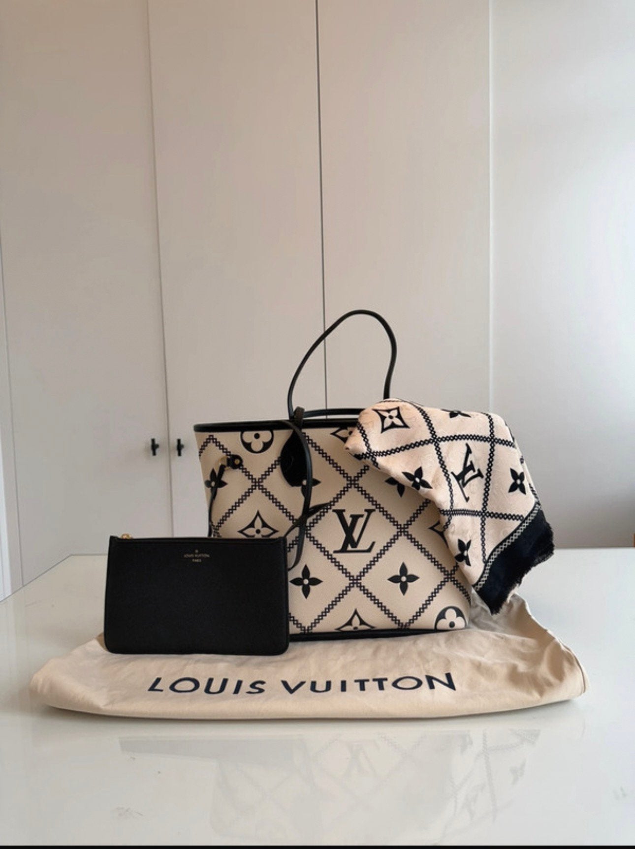 Louis Vuitton Neverfull MM Iconic Collectors Set Pouch, Ophalen of Verzenden, Nieuw, Zwart, Overige typen