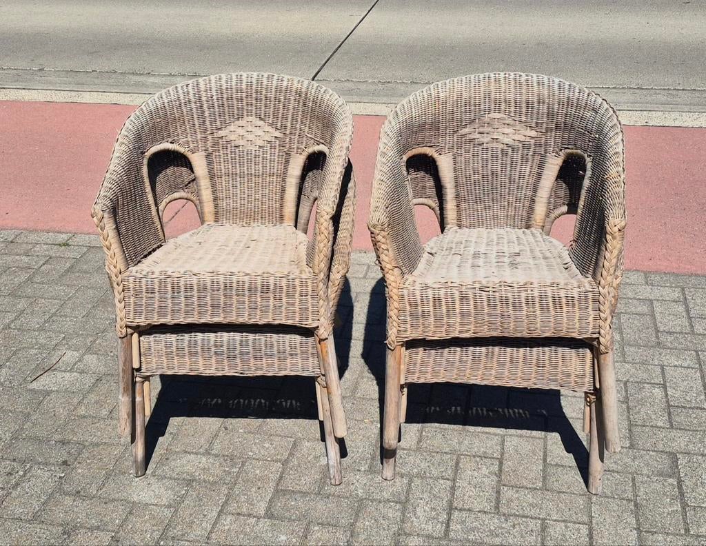 Set van 4 rieten stoelen, Antiek en Kunst, Ophalen of Verzenden