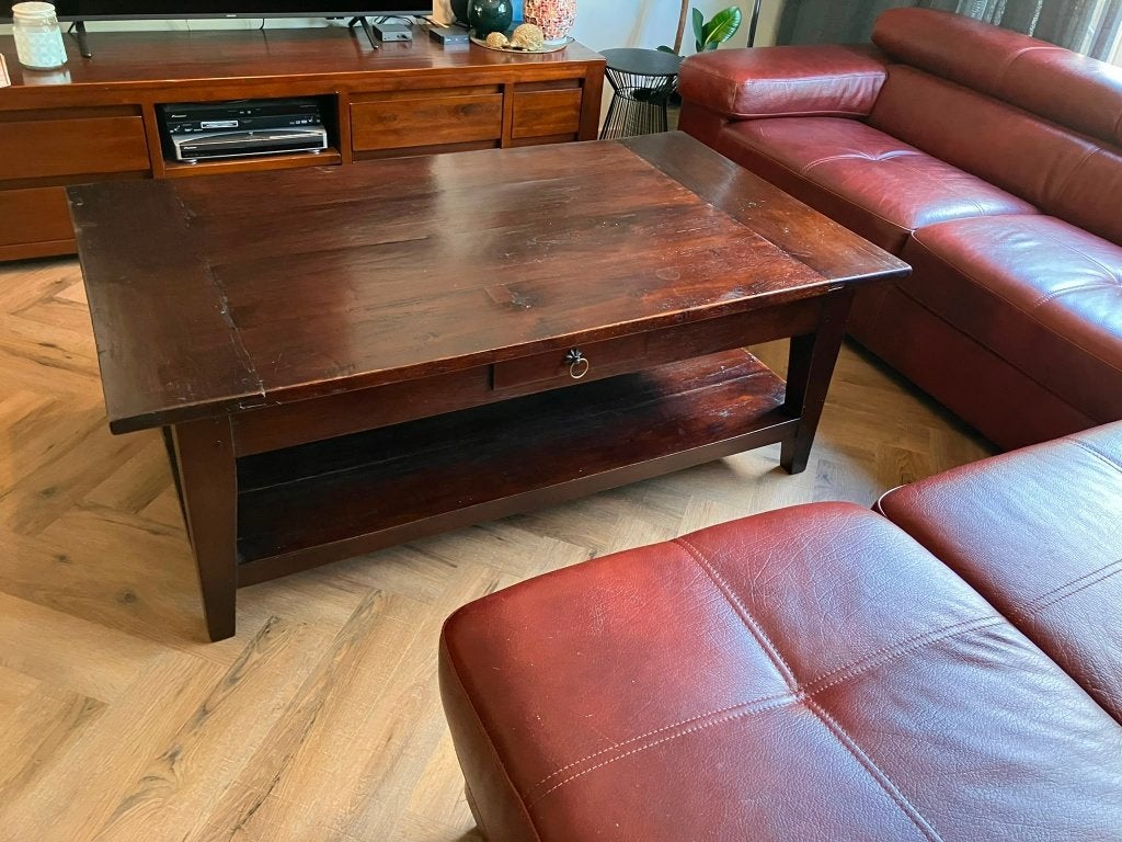 Houten koloniaal salon tafel, Huis en Inrichting, Ophalen, Gebruikt, 100 tot 150 cm, Koloniaal
