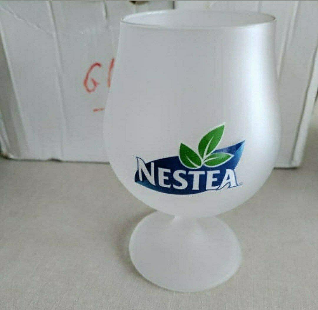 NESTEA,Ice-Tea glazen,glas,matglas,voet,bolvorm,20 cl,M15, Ophalen of Verzenden