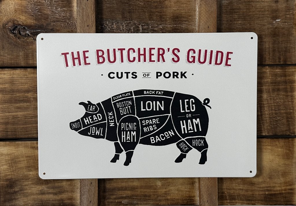 The Butchers Choice varken reclamebord van metaal wandbord, Info@deconoord.nl, Deco Noord, Nieuw, Ophalen of Verzenden
