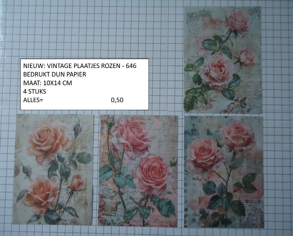 vintage plaatjes rozen 646 ( alleen verzenden, Ophalen, Nieuw, Meerdere plaatjes
