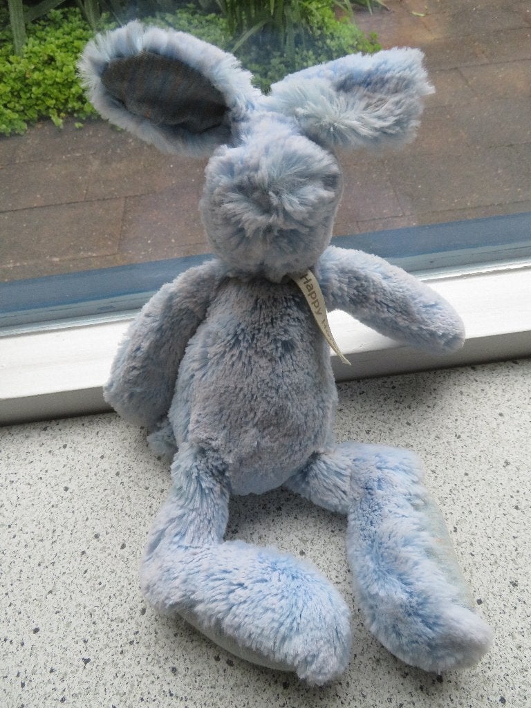 Muziekknuffel Rabbit Sue konijn merk Happy Horse speeldoosje, Met label, Blauw, Ophalen of Verzenden, Zo goed als nieuw