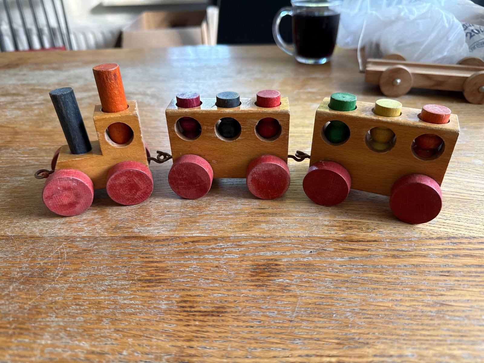 Vintage SIO houten trein jaren 60/70, Ophalen of Verzenden, Gebruikt, Duw- of Trekspeelgoed
