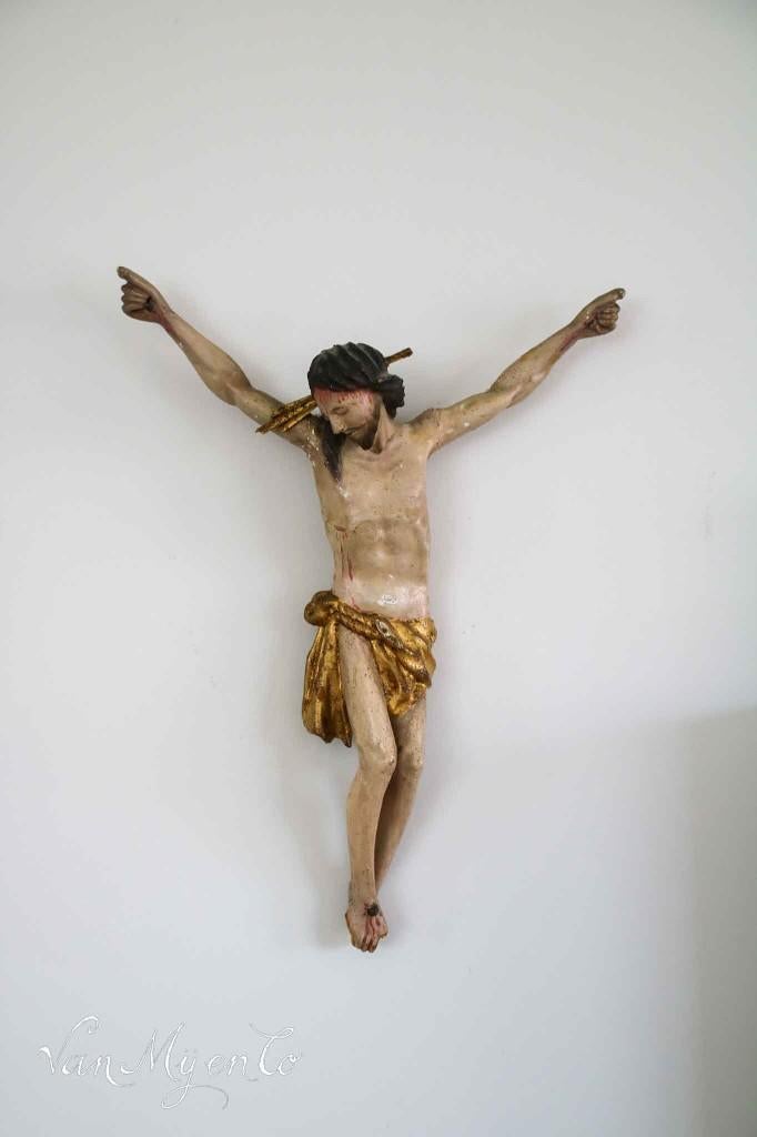 Antieke houten polychrome corpus, Ophalen of Verzenden