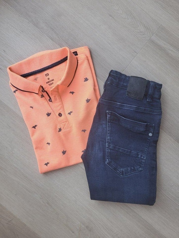 WE set: polo en Blue Ridge skinny jeans maat 146, Kinderen en Baby's, Kinderkleding | Maat 146, Gebruikt, WE, Ophalen of Verzenden