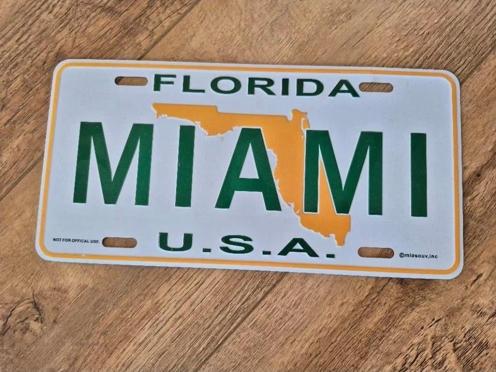 Souvenir nummerbord kentekenplaat Miami Florida, Verzamelen, Overige Verzamelen, Ophalen of Verzenden, Zo goed als nieuw
