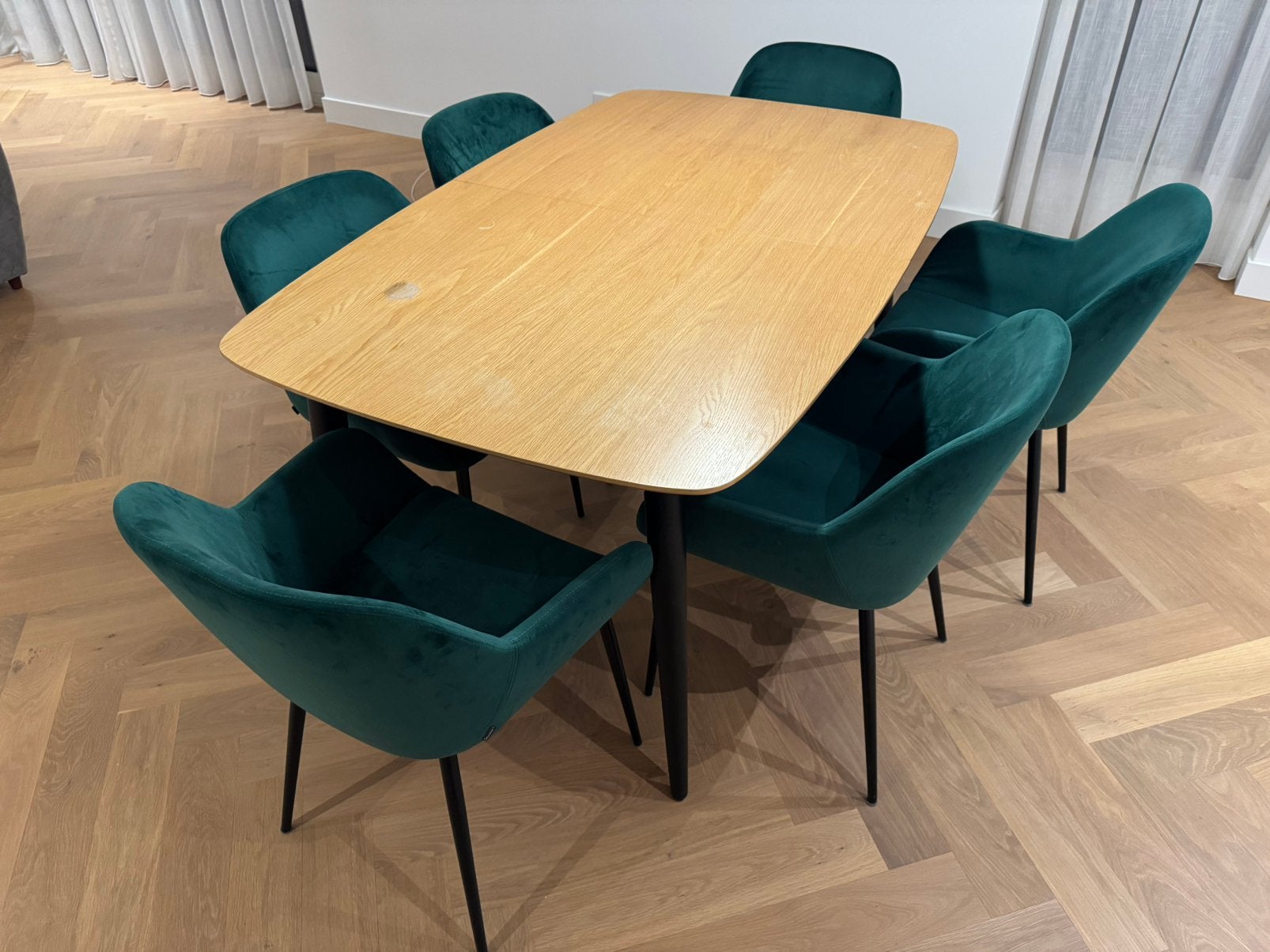 6x Kave Home Konna Green Velvet Dining Armchairs, Ophalen, Overige materialen, Gebruikt, Overige kleuren