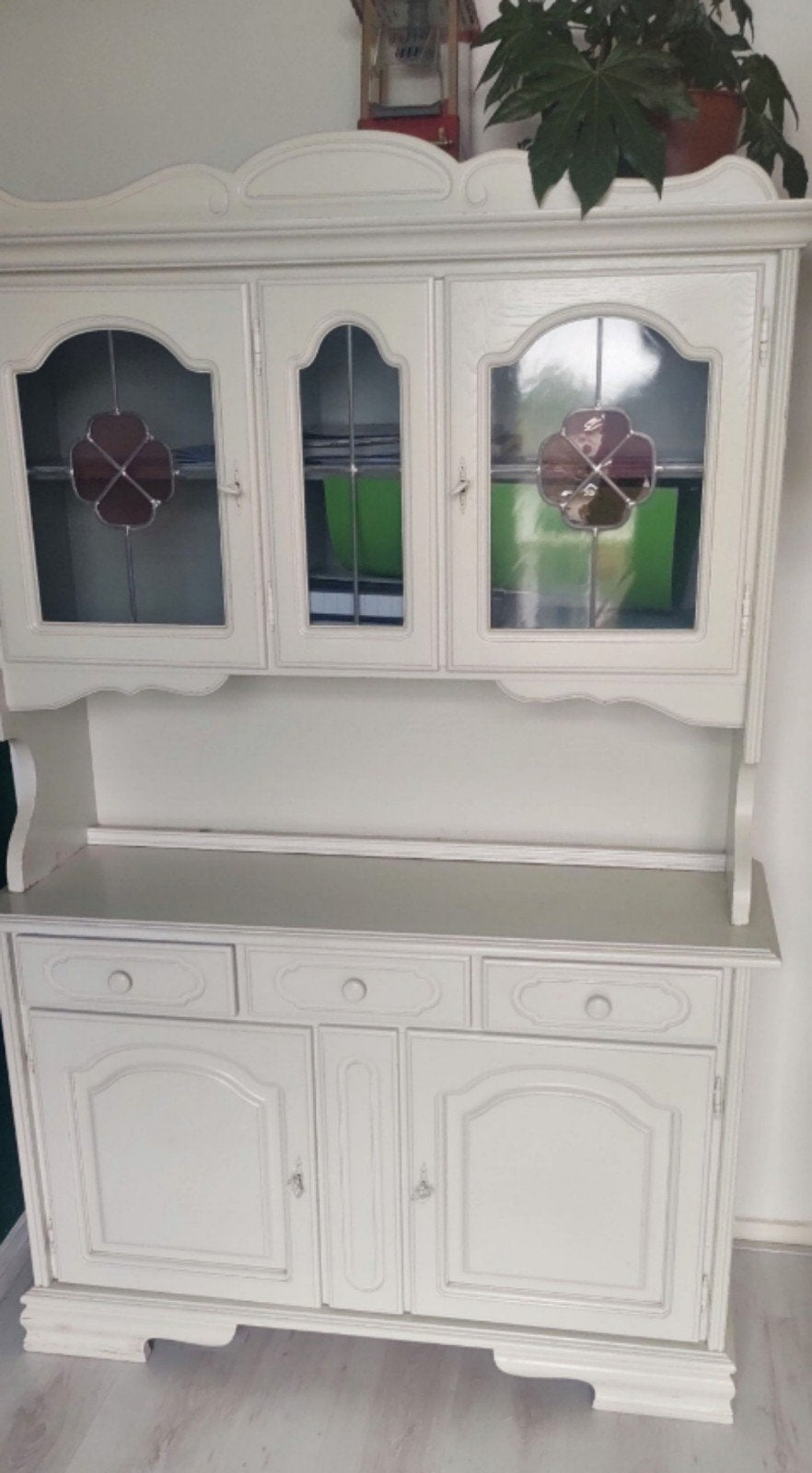 Kast met glas in lood ramen - tweedelig, Ophalen, Gebruikt, Klassiek, Sfeervol, 100 tot 150 cm