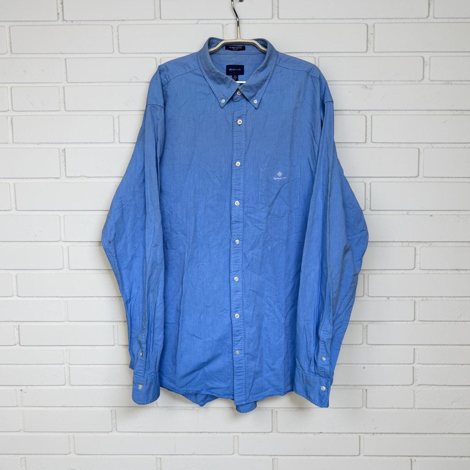 Gant Overhemd Maat 2XL Blauw Regular The Beefy Oxford, G, G, G, Overige halswijdtes