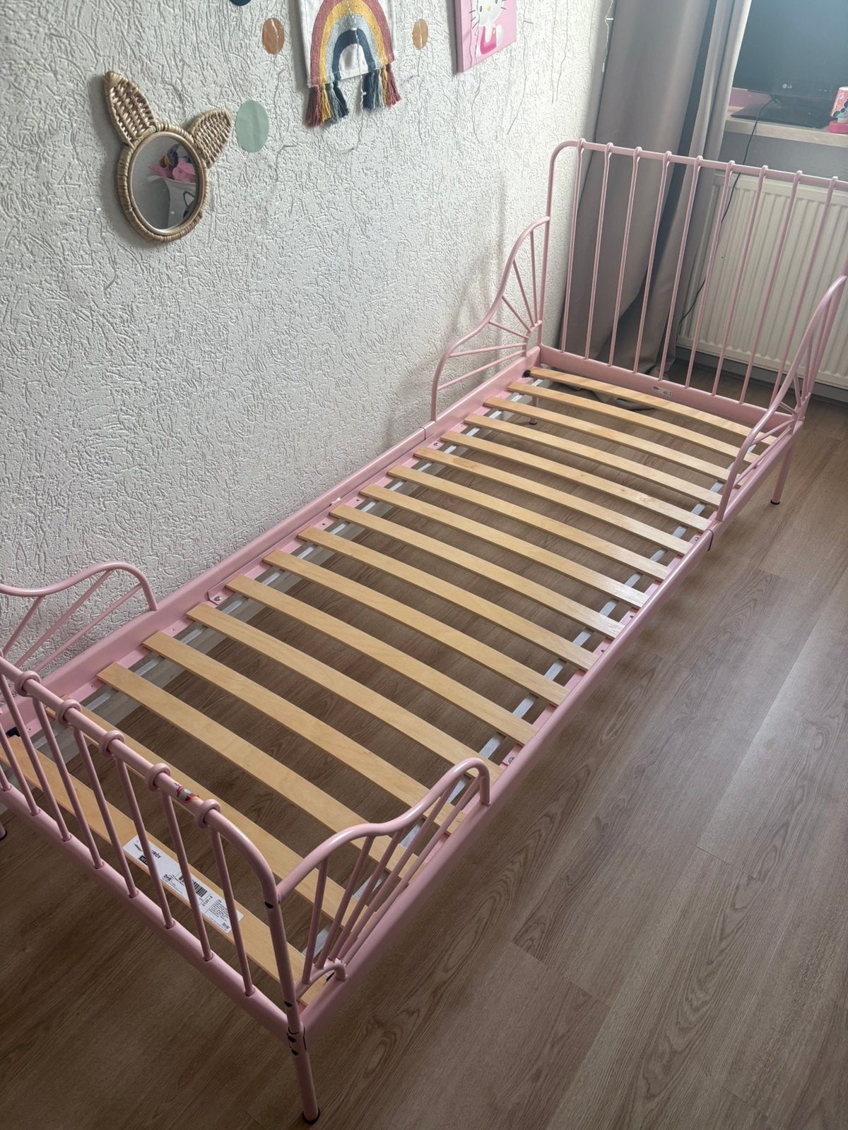 Ikea meisjes meegroei bed, Ophalen, 70 tot 85 cm, Zo goed als nieuw, Lattenbodem