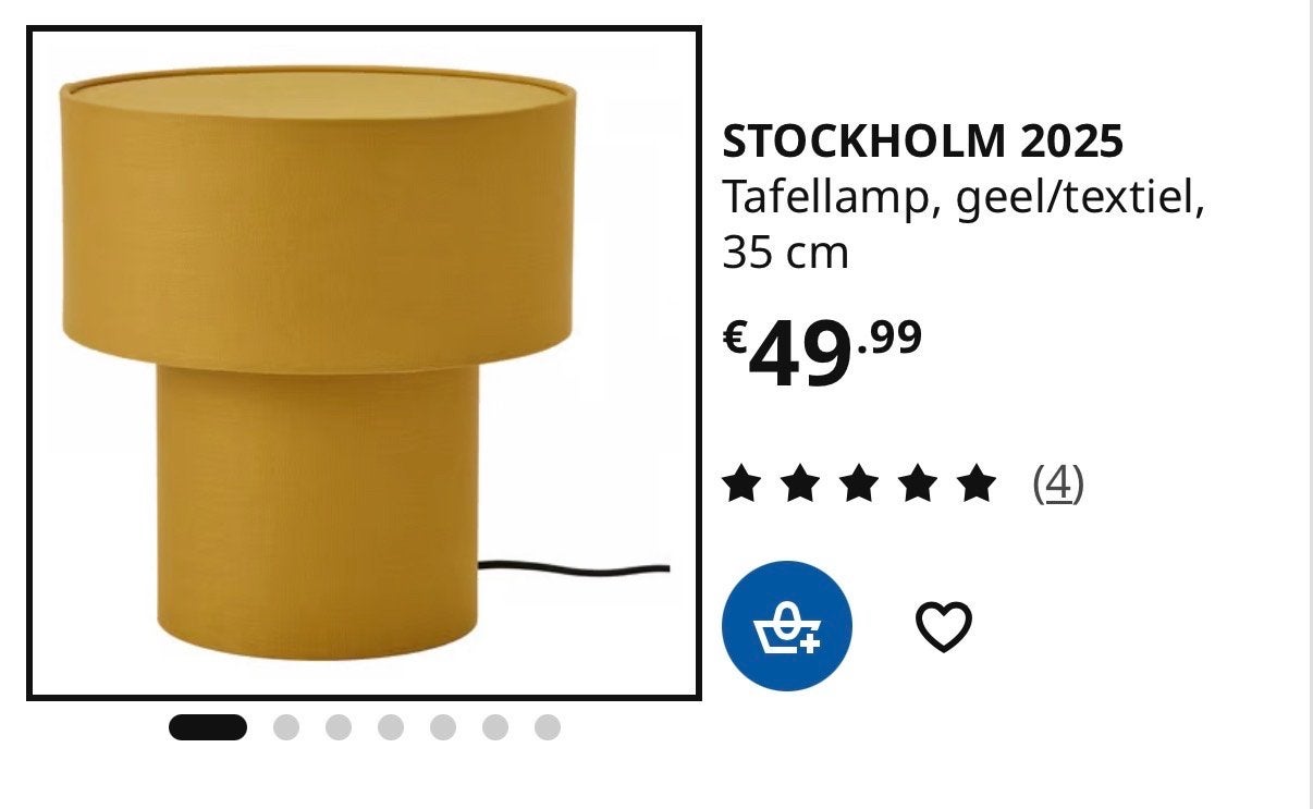IKEA STOCKHOLM 2025 Tafellamp - Geel Textiel, 35 cm, Ophalen, Textiel, Nieuw, Geel