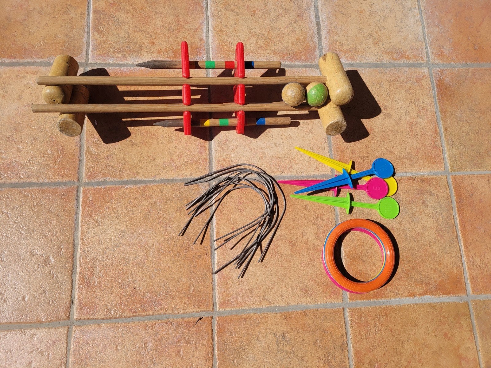 Vintage Croquet golf set met hoepels en houten hamers, Ophalen of Verzenden, Gebruikt