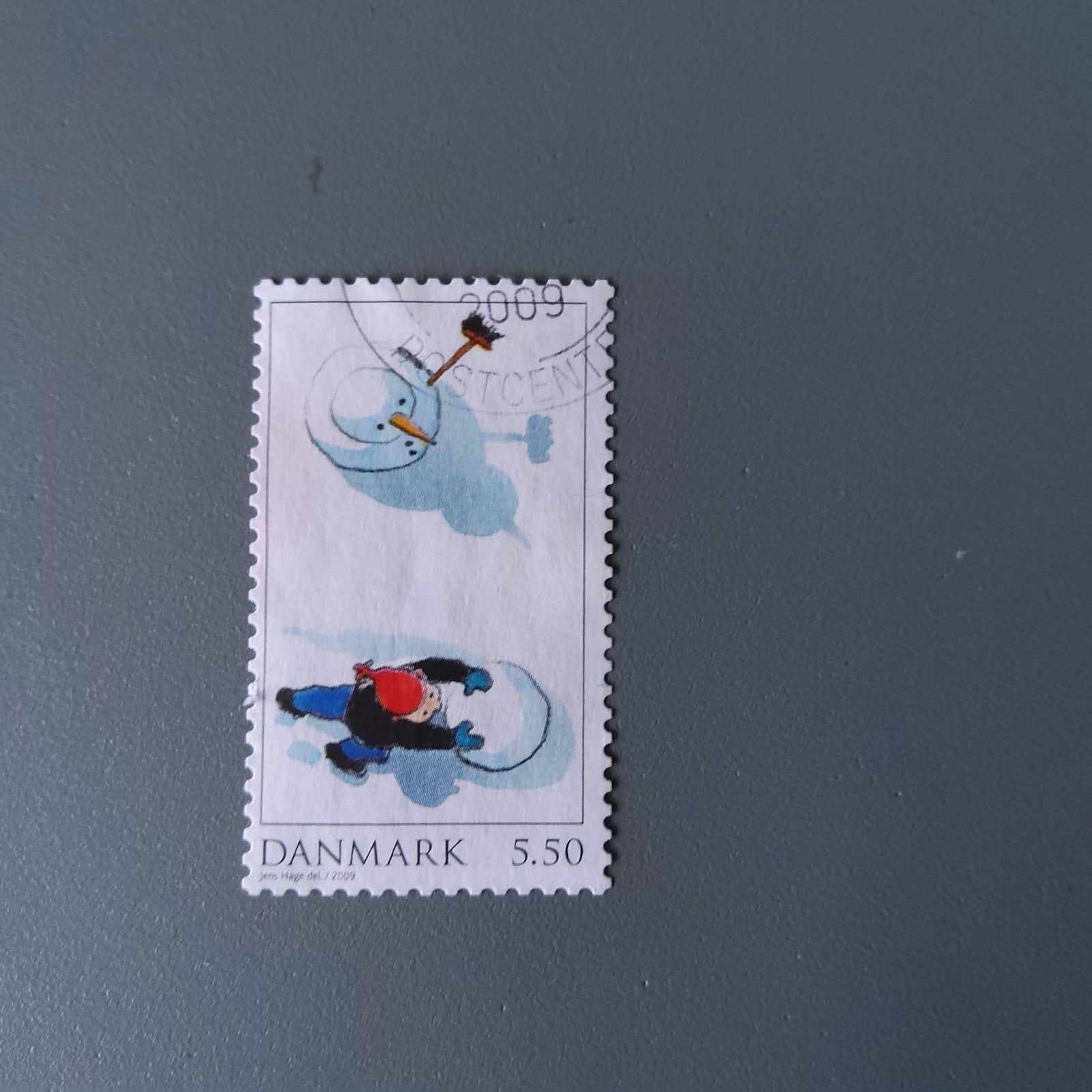 Denemarken postzegel 2009 - Sneeuwpop en kind, Ophalen of Verzenden, Gestempeld