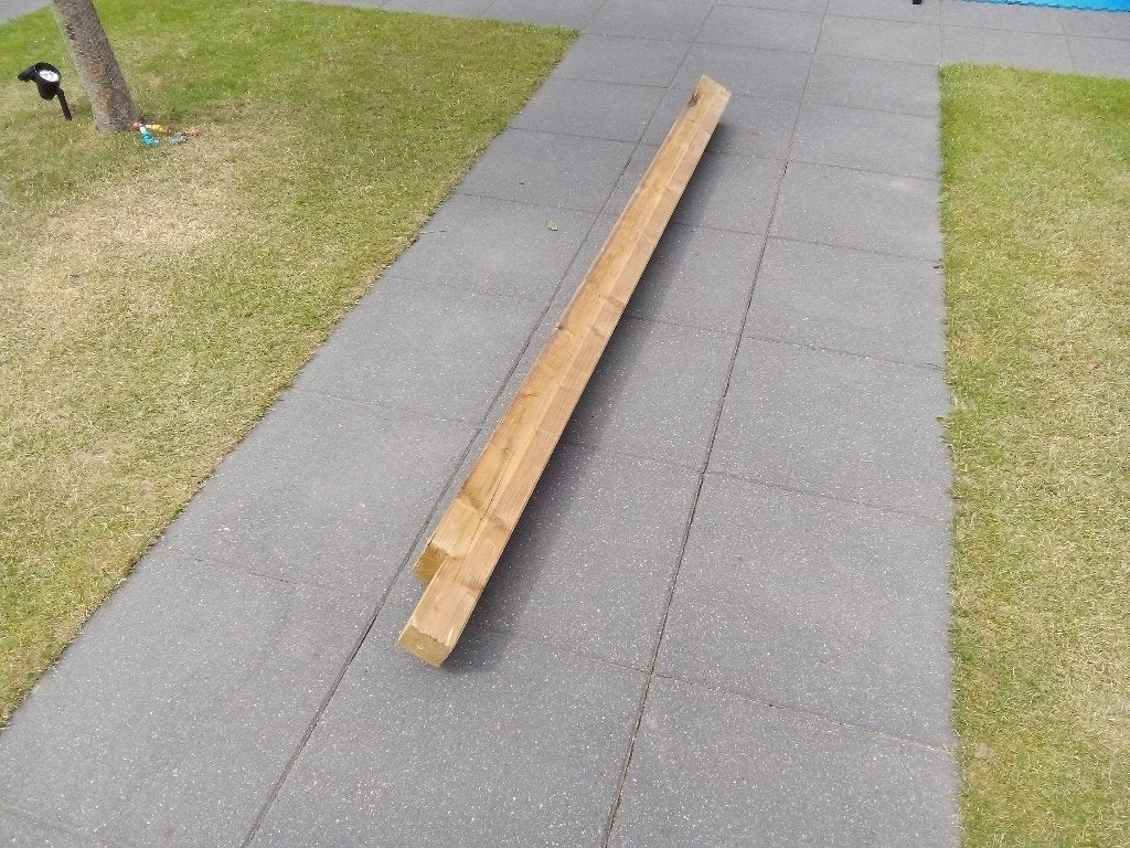 Houten paal 120x120mm (geimpregneerd vuren), Tuin en Terras, Palen, Balken en Planken, Ophalen, Zo goed als nieuw, 180 tot 250 cm