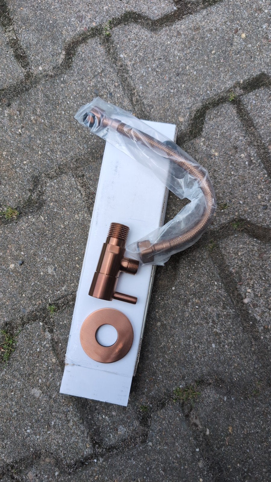 4x Hoekstopkraan 1/2 duims brons koper met flexibele slang, Ophalen of Verzenden, Nieuw, Koper, Kraan