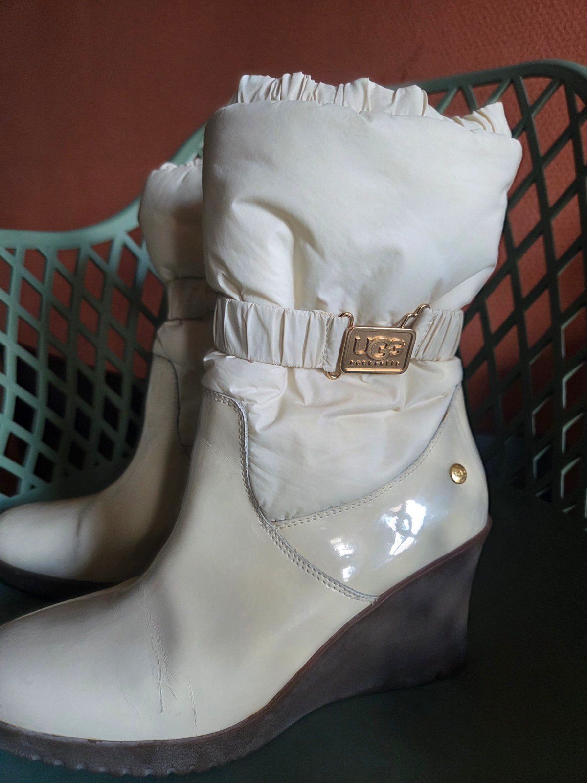 Ugg Australia laarzen met sleehak - maat408, UGG, Beige, Lage of Enkellaarzen, Ophalen of Verzenden