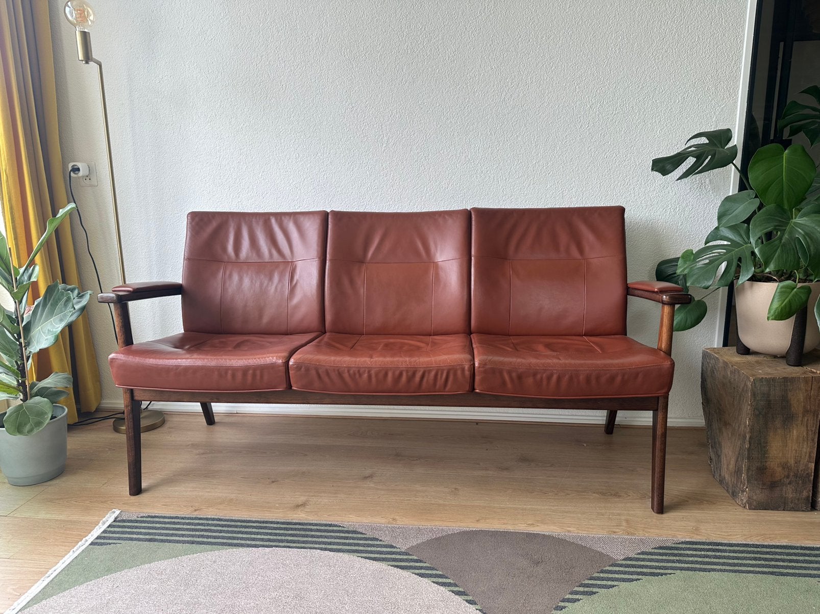 Farstrup 5031 Driezits Deens Design Bank Leder, Driepersoons, Zo goed als nieuw, Rechte bank, 200 tot 250 cm