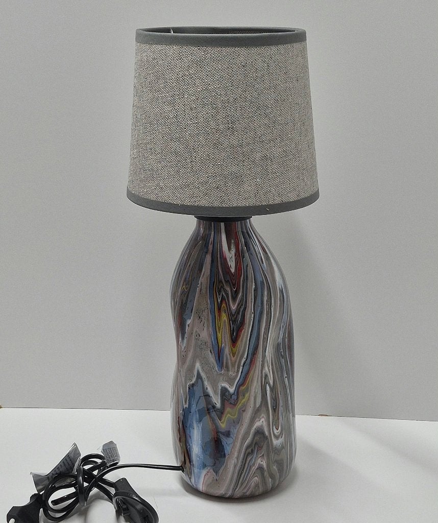 OPRUIMING! tafellamp pouring art epoxy kunst handmade lamp, Ophalen of Verzenden, Glas