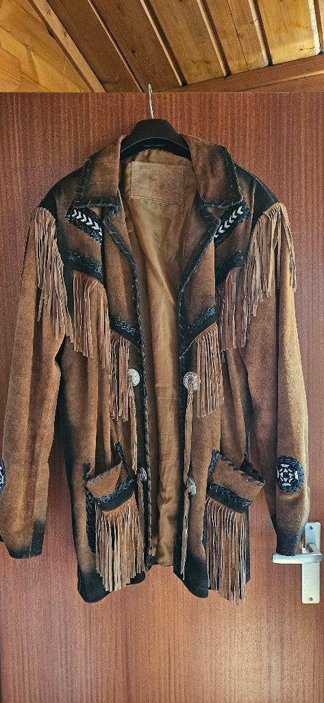 Handgemaakte Indianenjas van echt leer, maat L-XL, Maat 56/58 (XL), Ophalen of Verzenden, Gedragen, Onbekend