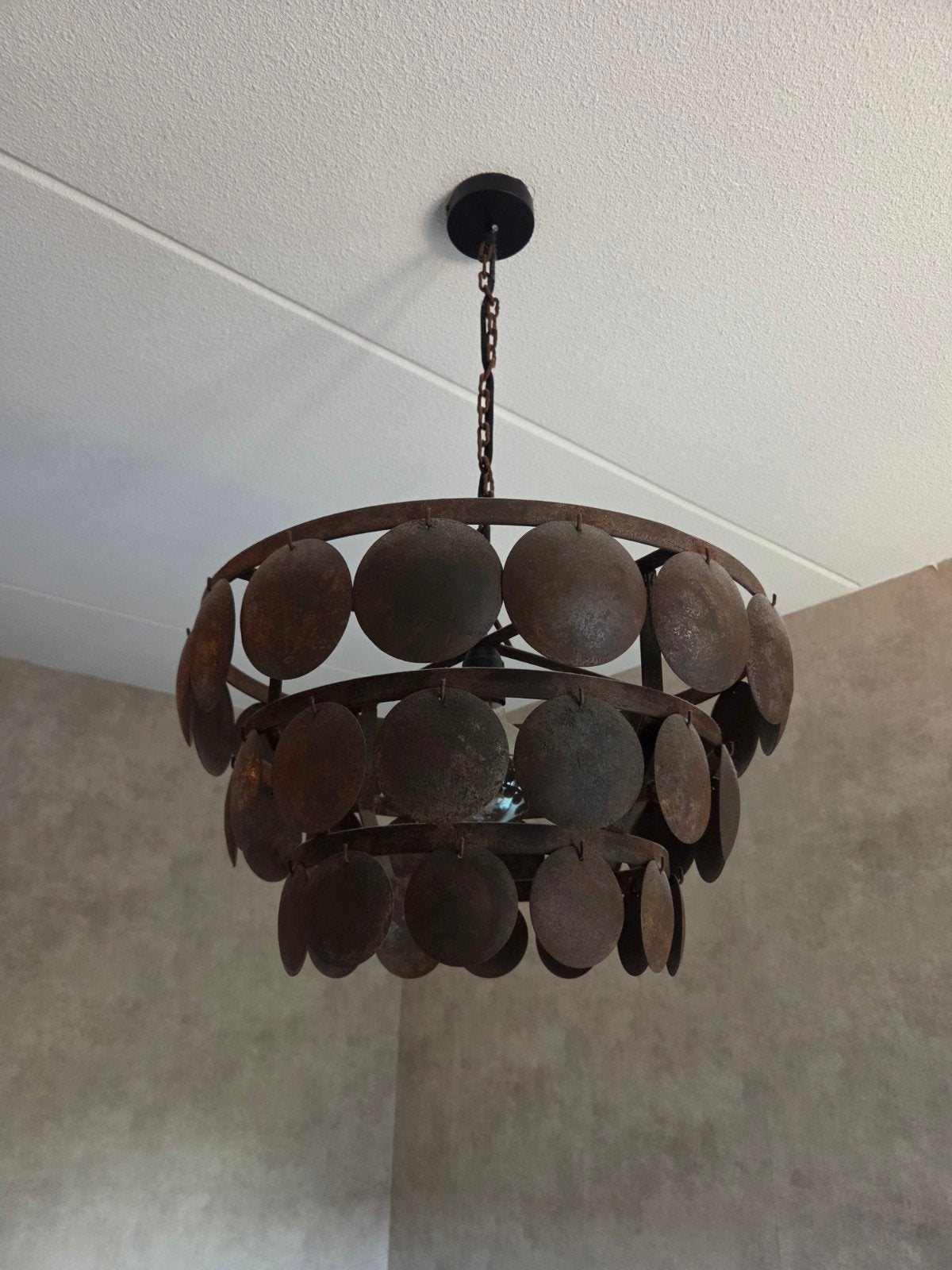 Mooie schijfjeslamp - 50 cm doorsnede, Ophalen, Gebruikt, Metaal, Industrieel, Landelijk