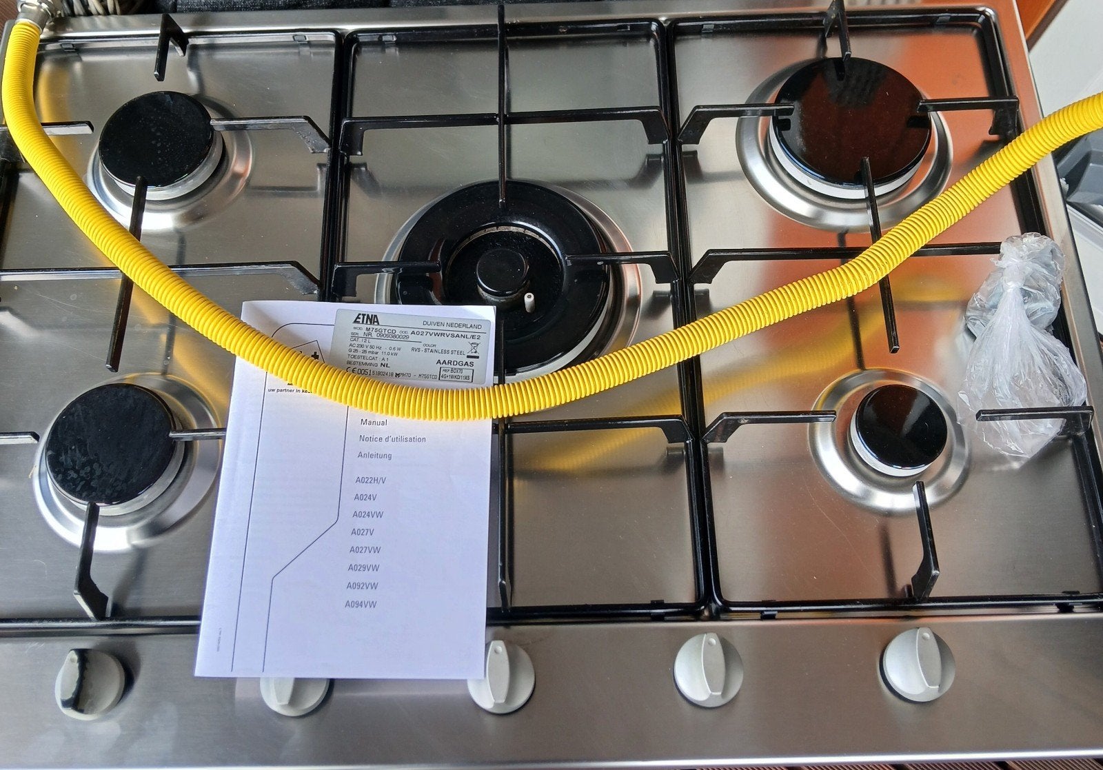 ETNA Gasfornuis 5-pits RVS, Ophalen, Gebruikt, Minder dan 85 cm, 60 cm of meer
