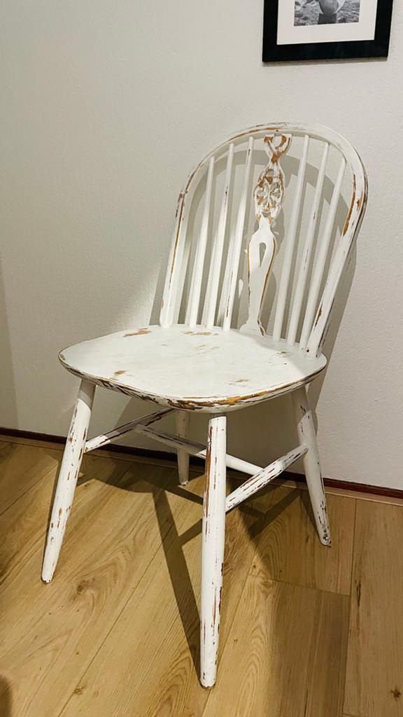 Vintage Witte Houten Stoel, Ophalen