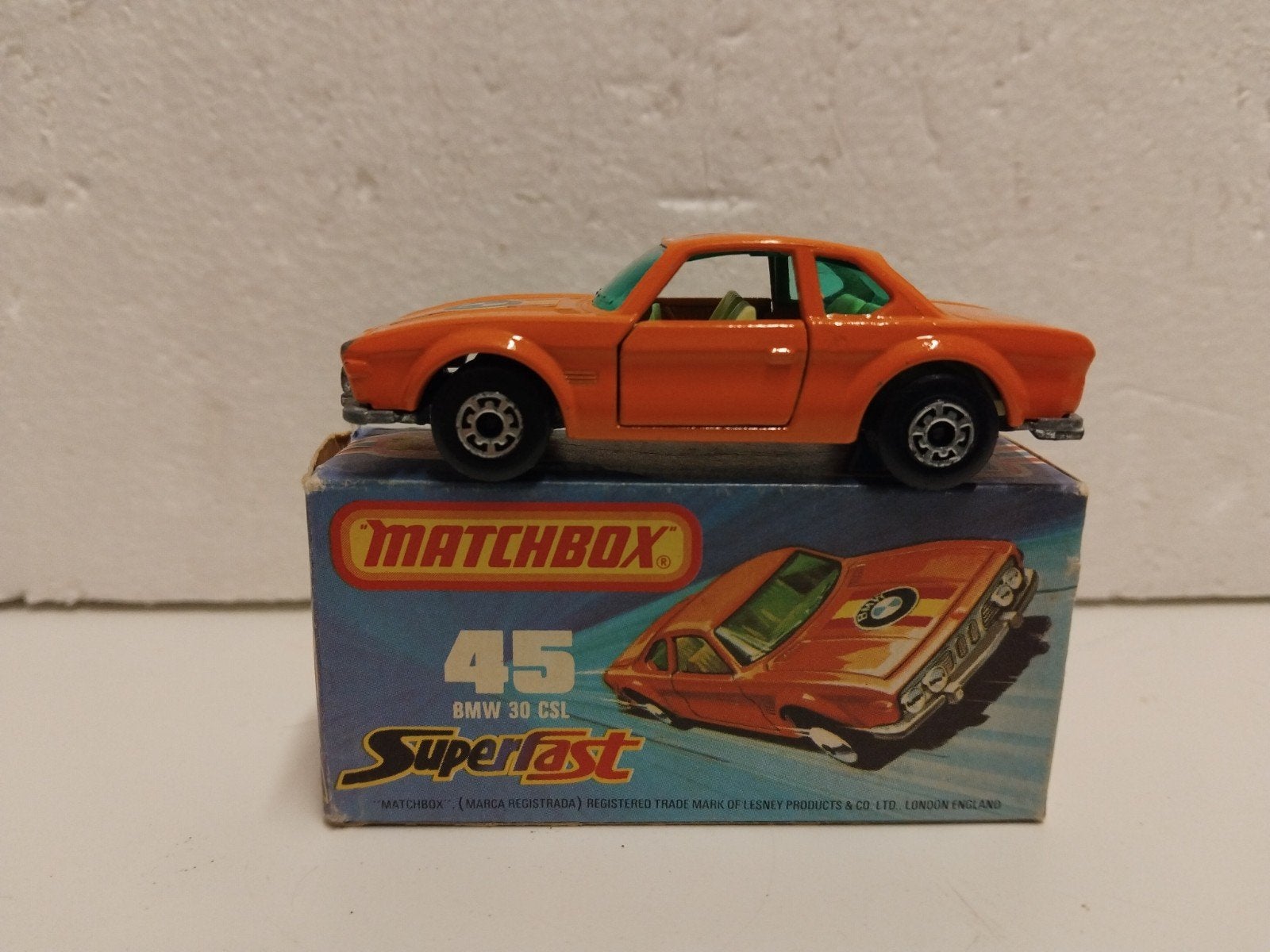 Superfast Matchbox #45 BMW 3.0 CSL 1979 oranje 3INCH, Ophalen of Verzenden, Zo goed als nieuw, Auto, Matchbox