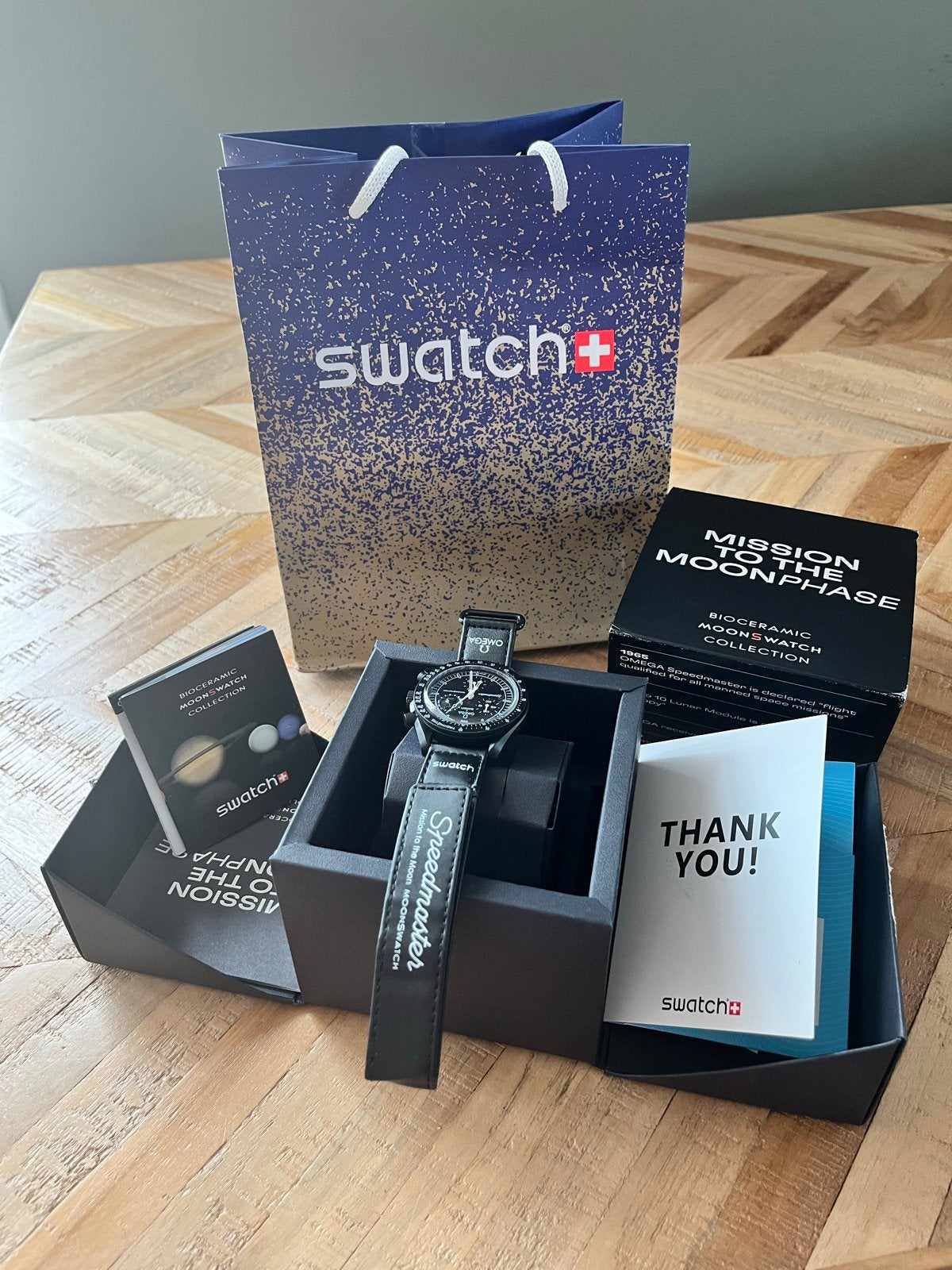 Swatch x Omega Moonswatch Mission to the Moon - Als nieuw, Kunststof, Polshorloge, Ophalen of Verzenden, Zo goed als nieuw