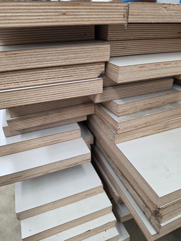 Witte geplastificeerde multiplex stroken/platen 22mm dik, Ophalen, Gebruikt, Minder dan 25 mm, Plank
