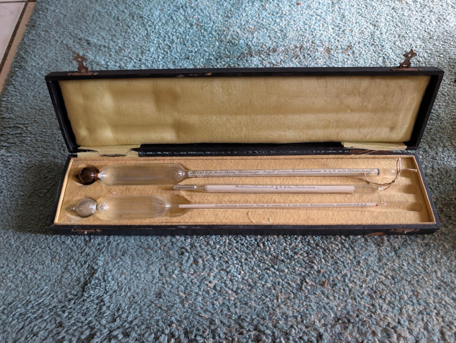 Antieke Alcoholmeter en Aréometer set van G.B. Salm,, Ophalen of Verzenden