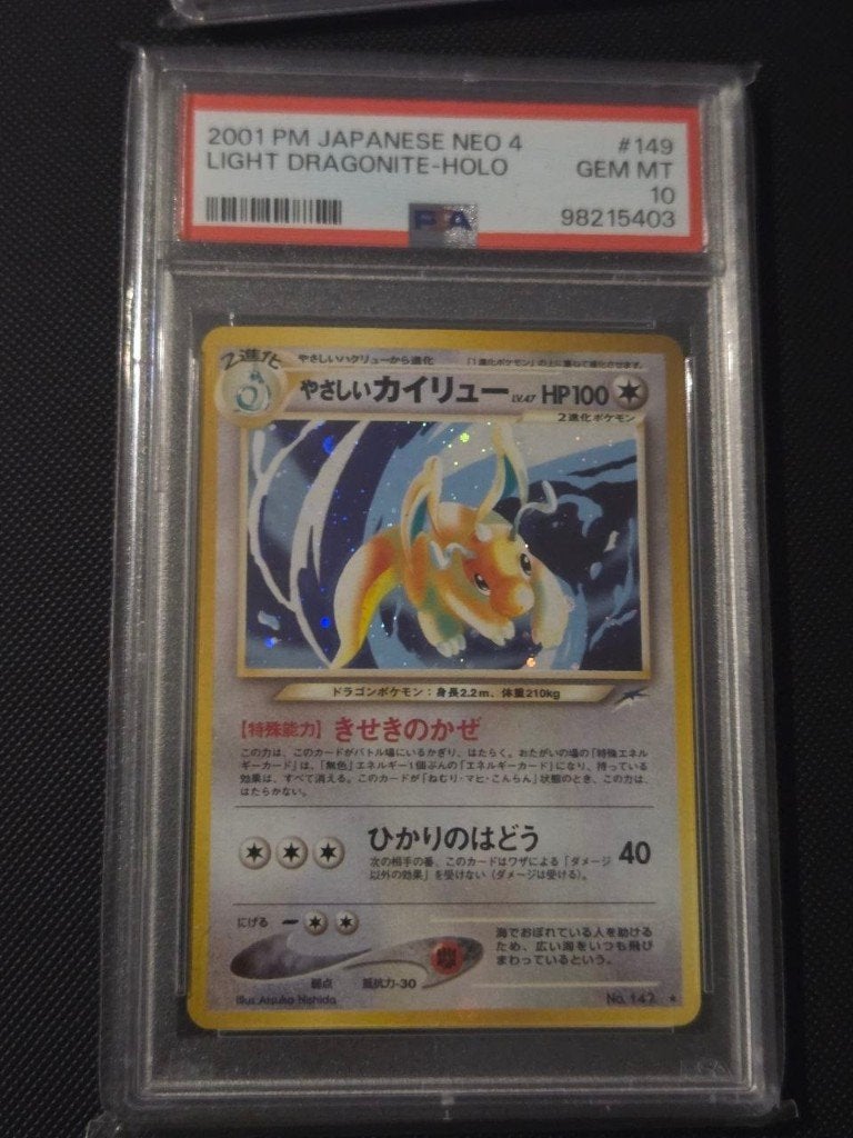 Light dragonite 149 PSA 10, Ophalen of Verzenden, Zo goed als nieuw, Losse kaart