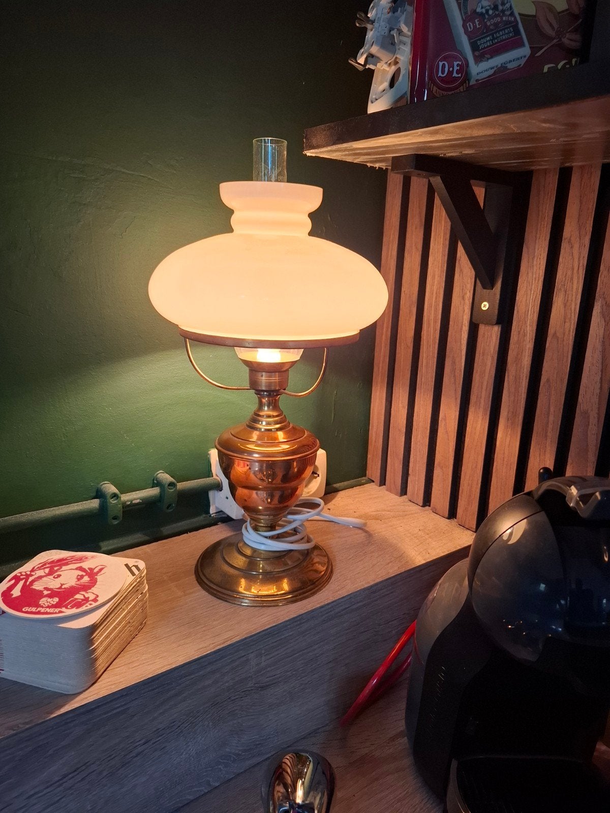 Antieke olielampstijl tafellamp, Ophalen