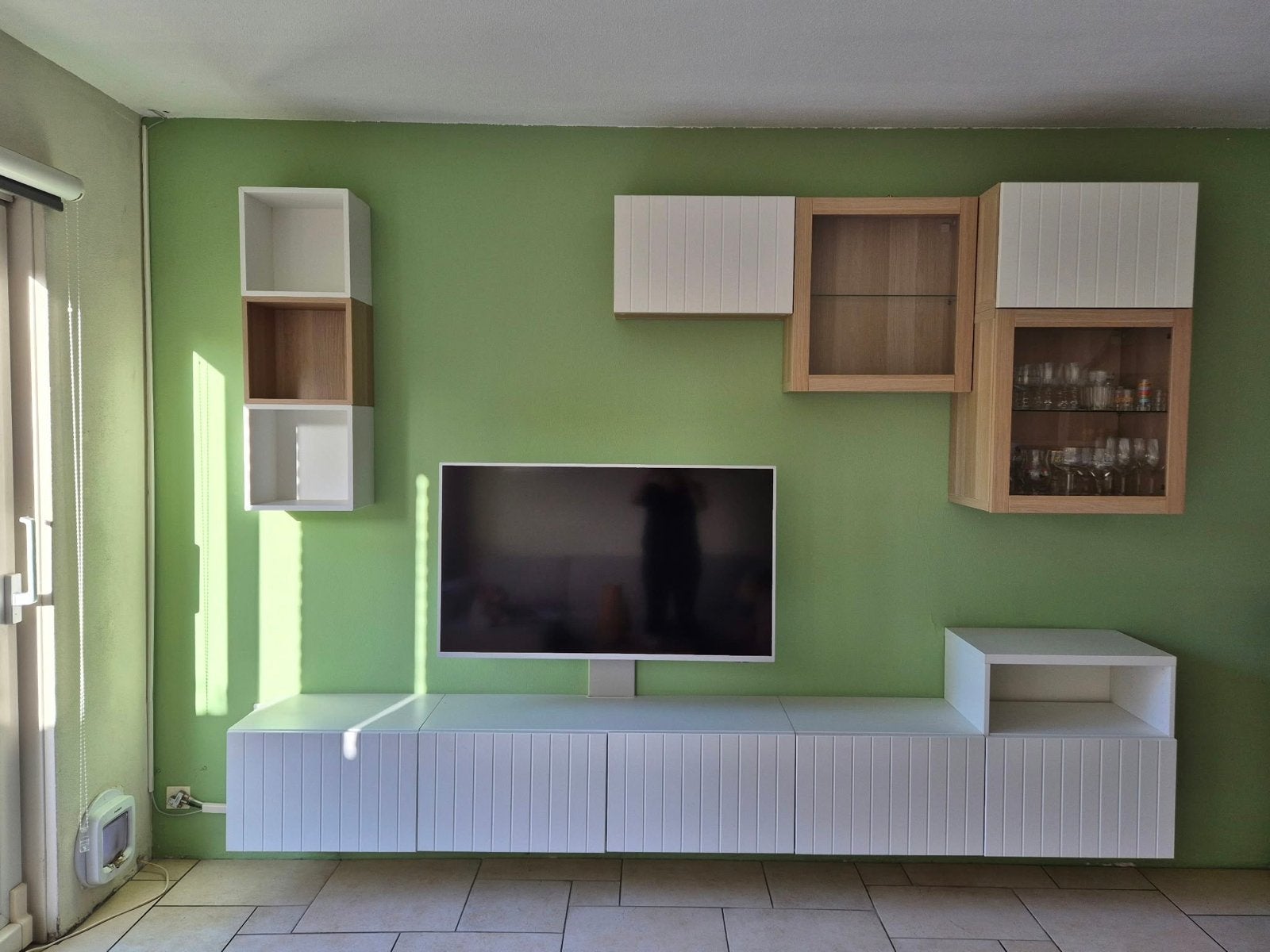 Besta tv-meubelwand met kasten en planken, Ophalen, 200 cm of meer, 150 tot 200 cm, 25 tot 50 cm