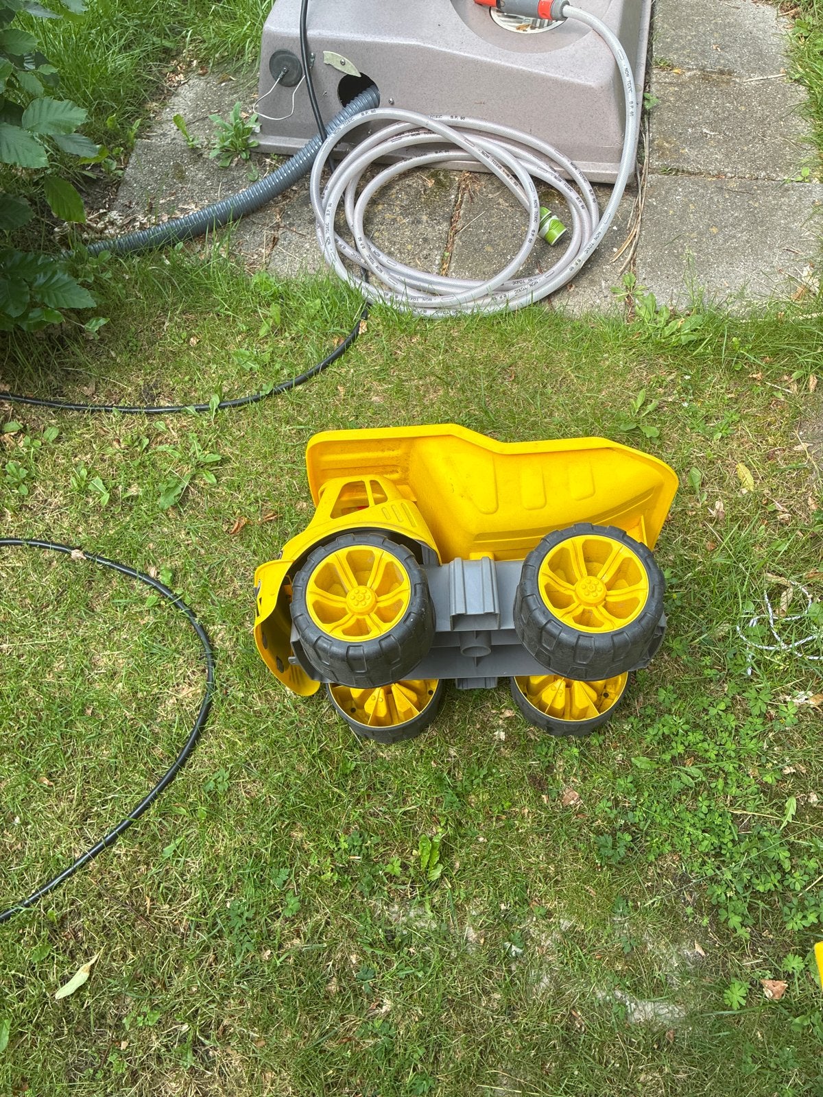 Grote gele speelgoed kiepwagen en graafmachine, Ophalen, Gebruikt