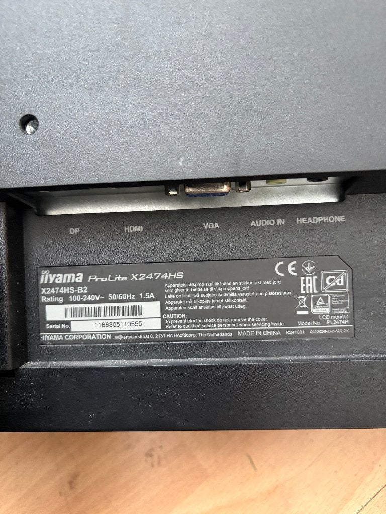 Iiyama ProLite X2474HS 24 inch Full HD Monitor, Gaming, Gebruikt, Iiyama, 3 tot 5 ms