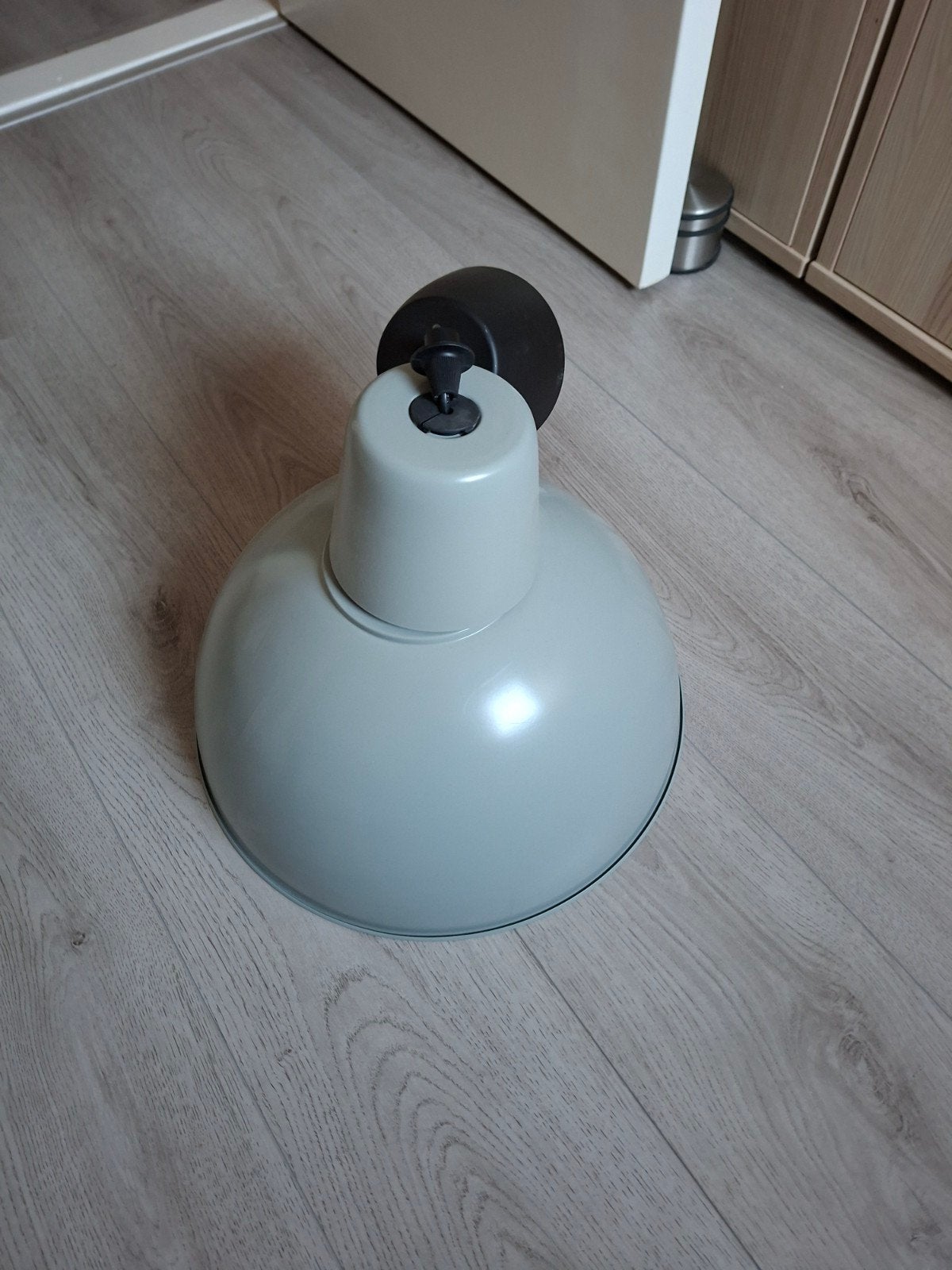 Industriële hanglamp grijs/groenl, Huis en Inrichting, Rond, Zo goed als nieuw, Groen, Ophalen
