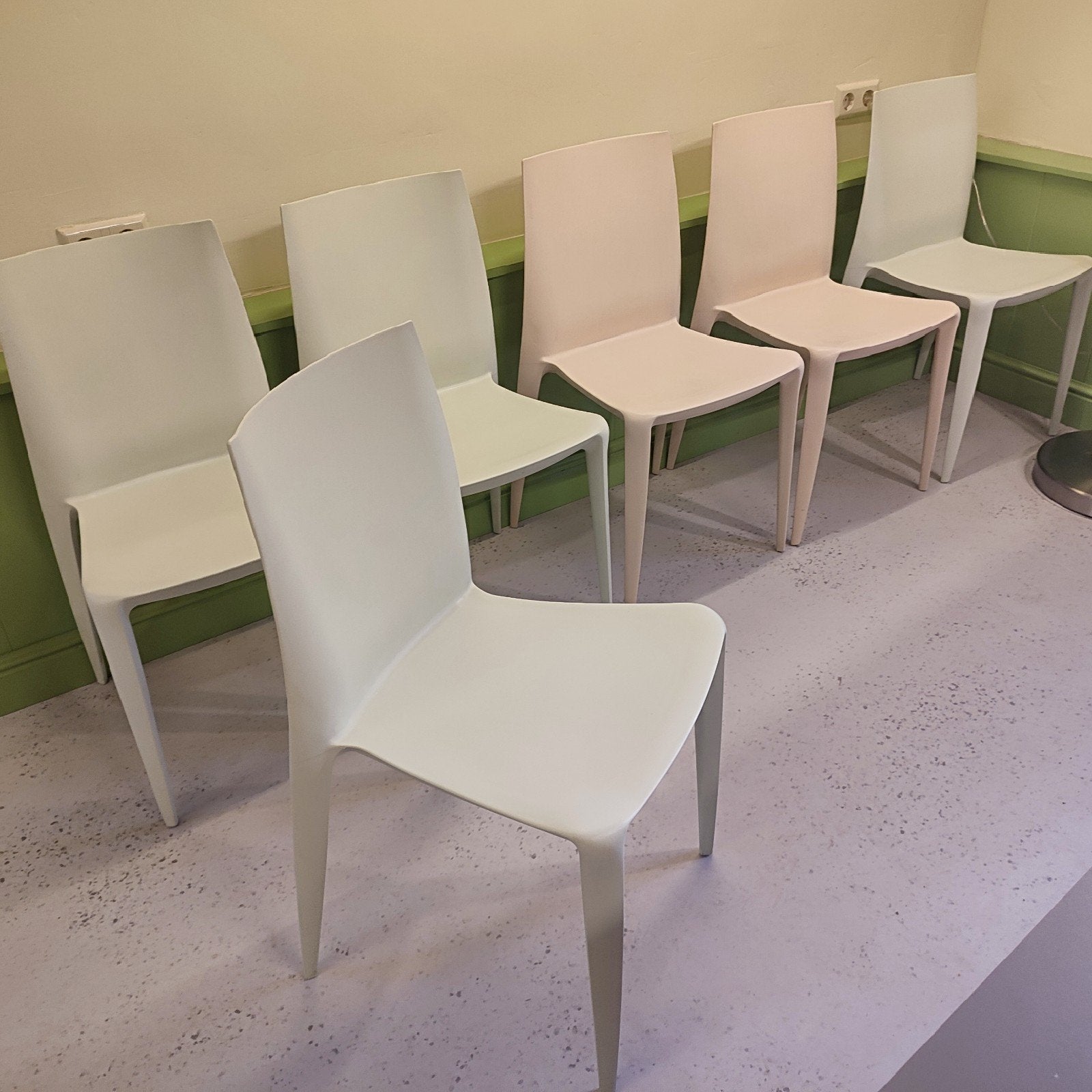 6 originele Heller Bellini Chairs – 4 mintgroen + 2 roze, Ophalen, Overige kleuren, Kunststof