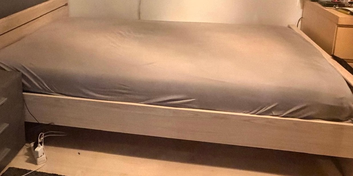 Bed - twijfelaar - 120x200, Huis en Inrichting, Slaapkamer | Slaapbanken, Ophalen, Gebruikt, Beige, Twijfelaar
