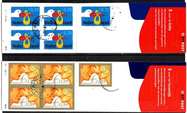 Nederland Postzegelboekje nr. 73-74 gestempeld, Verzenden, Na 1940, Gestempeld