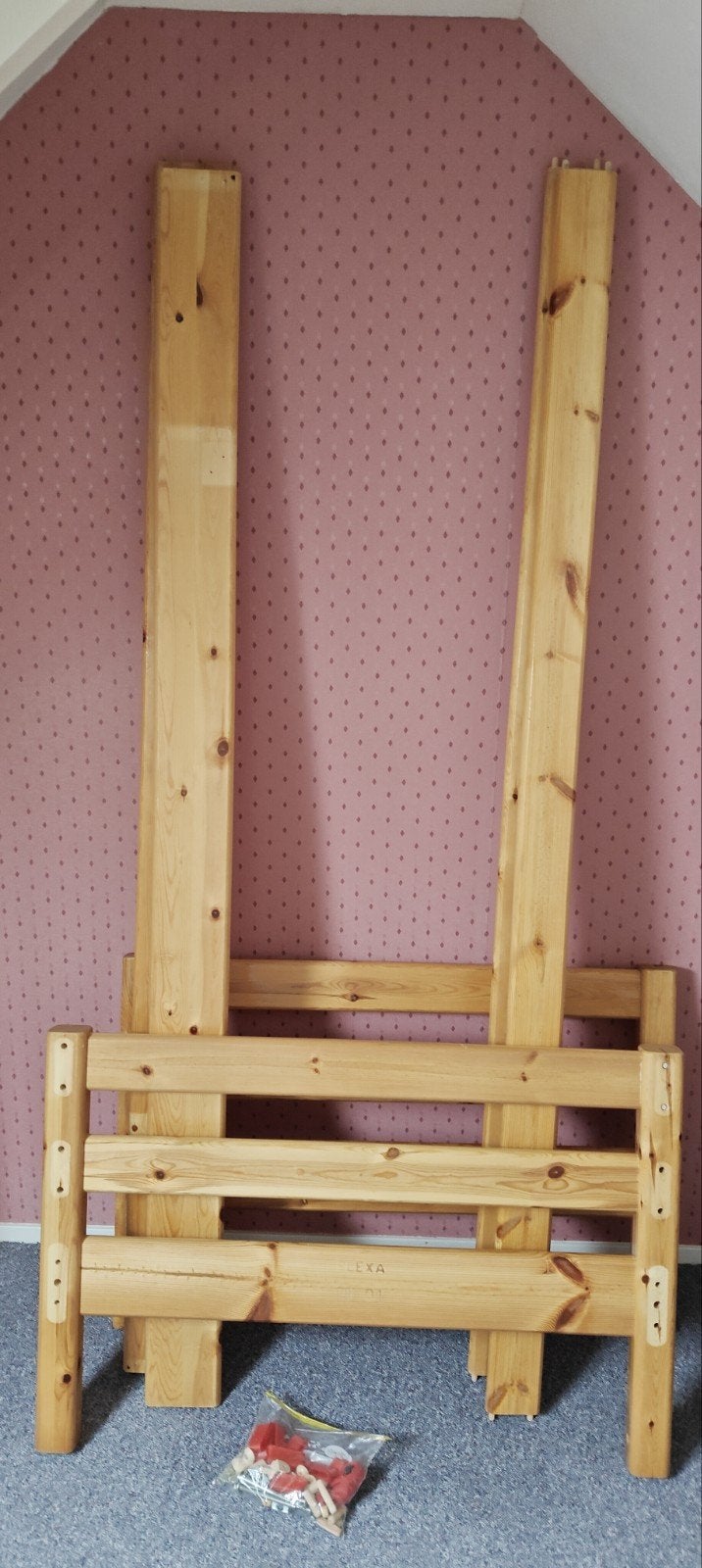 Houten bedframe (zelfbouw) - flexa, Ophalen, Gebruikt, 90 cm, Eenpersoons