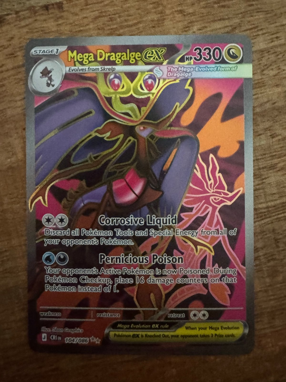 Mega Dragalge EX Pokémon Kaart 104/086 Foil, Ophalen of Verzenden, Zo goed als nieuw, Losse kaart, Foil