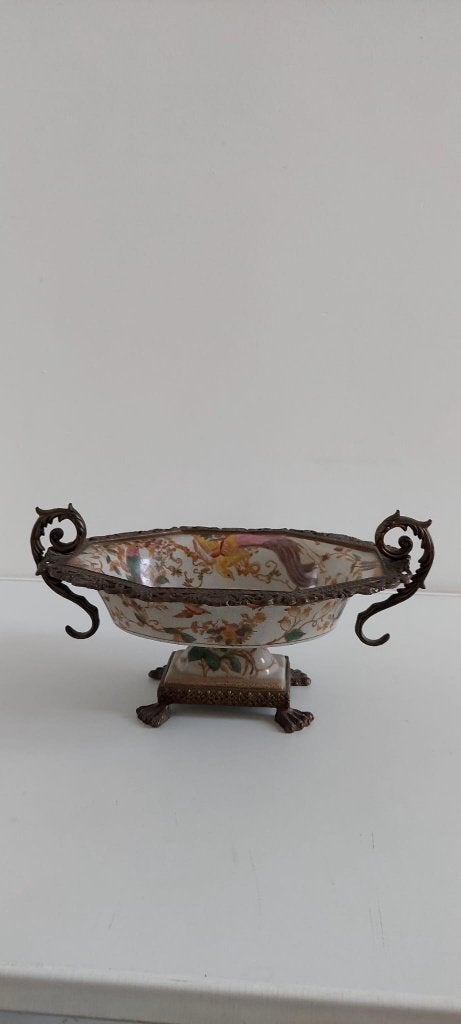 Wong Lee 1895 Porseleinen Pronkschaal met Brons, Antiek en Kunst, Antiek | Porselein, Ophalen of Verzenden