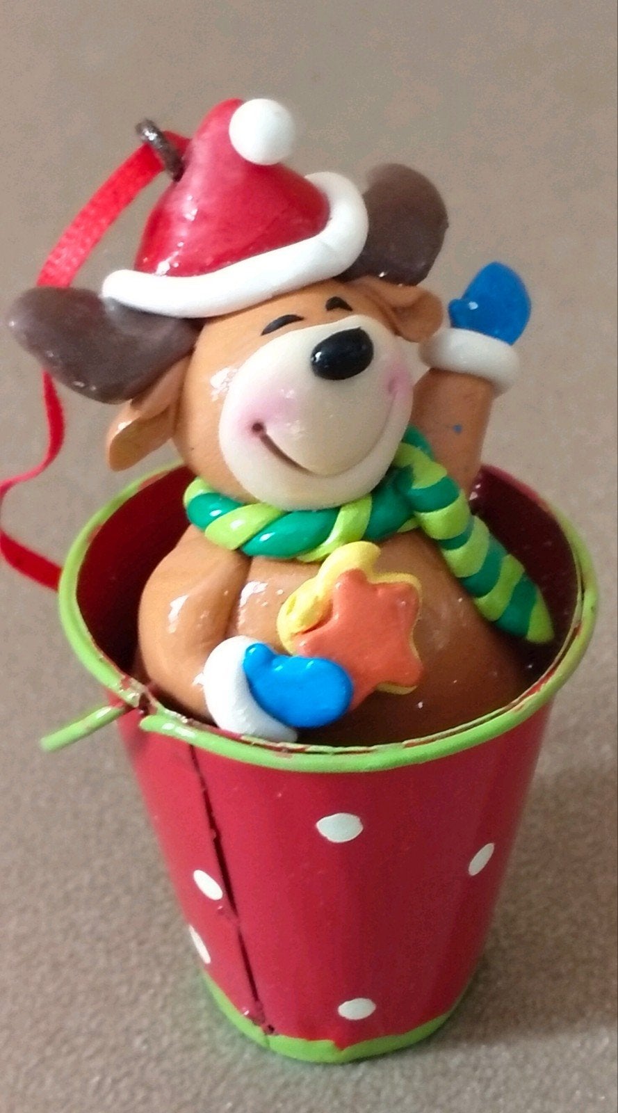 Rendier in ijzeren emmer ornament-Kerst decoratie, Diversen, Verzenden, Zo goed als nieuw