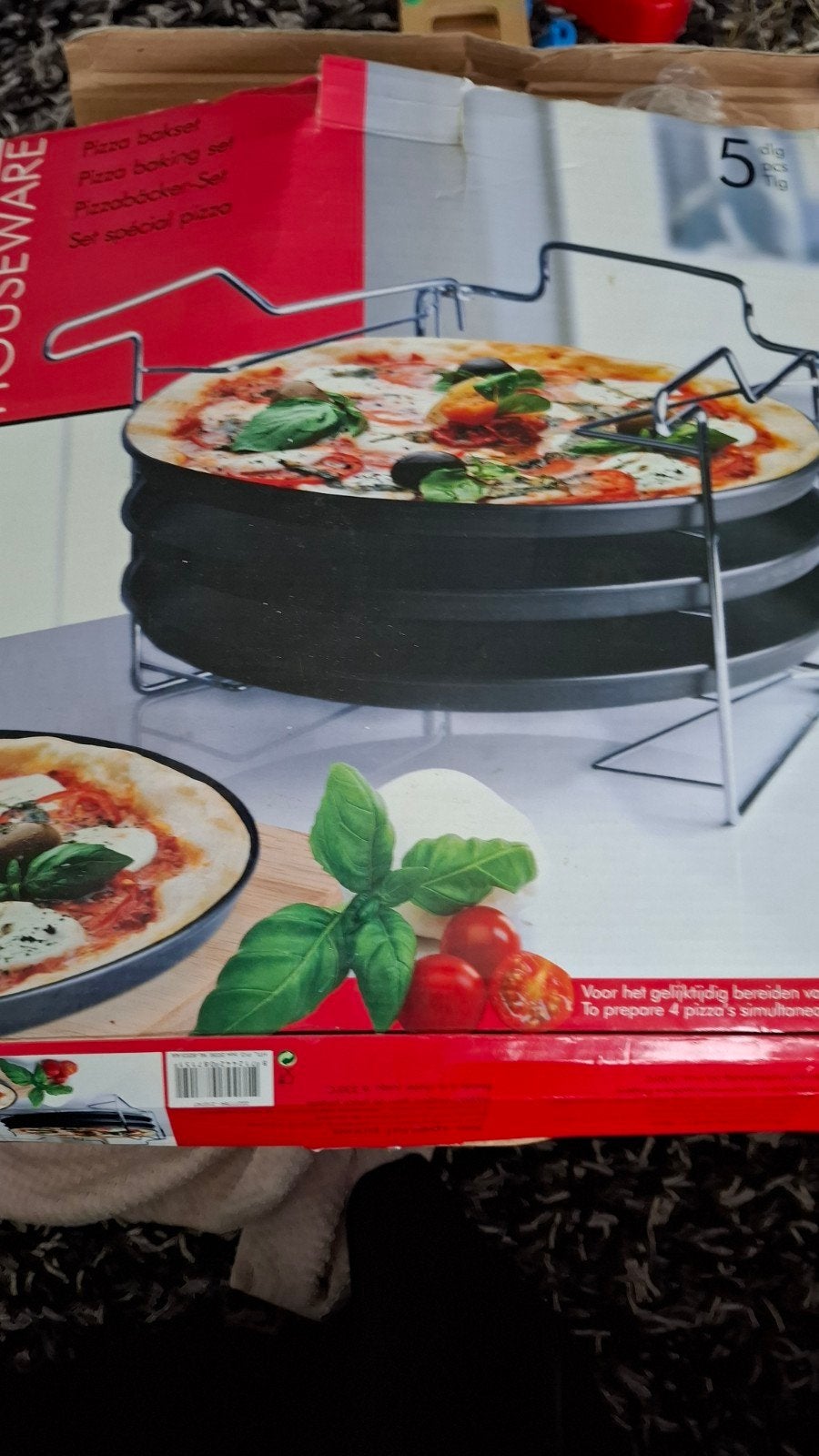 Nieuwe Pizza Bakset - 5-delig voor 4 pizza's tegelijk, Overige typen, Ophalen of Verzenden, Nieuw, Metaal