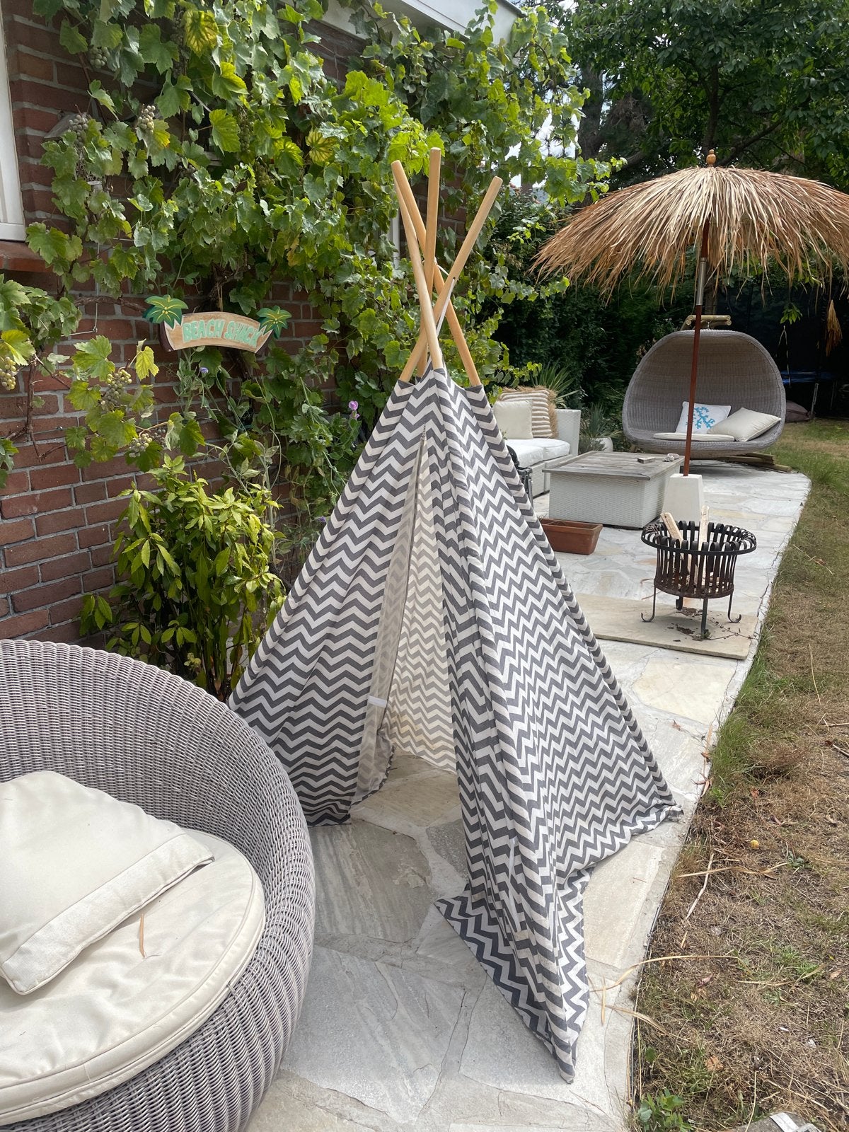 Leuke wigwam in zwart-witte zigzag stof, Ophalen, Gebruikt